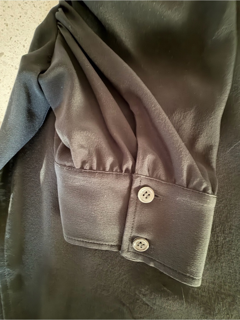 Frame Denim Black Puff-Sleeve Silk Blouse - Picture 4 of 9